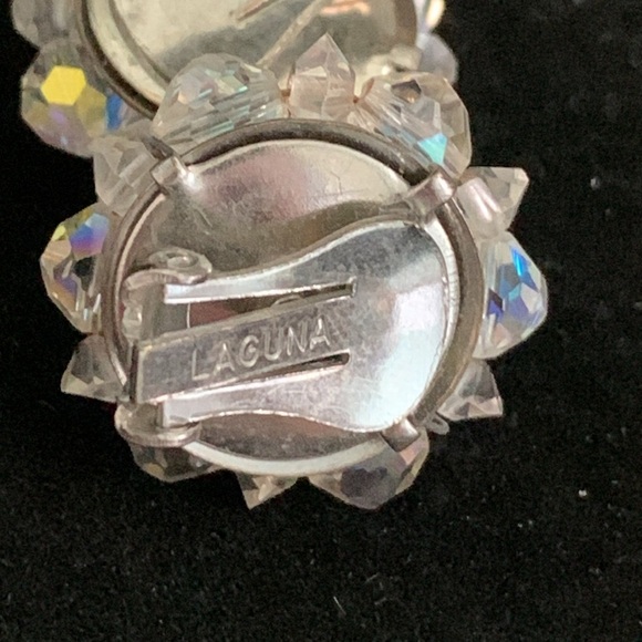 Laguna Clip-on Earrings Vintage Aurora Borealis AB Rhinestones - Picture 4 of 4